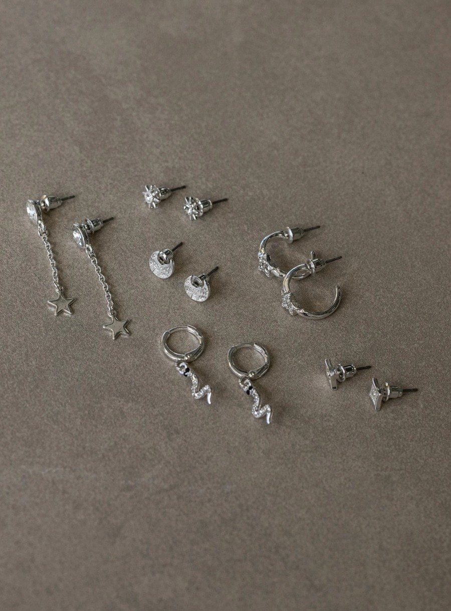 Accessories * | Princess Polly Lower Impact Keats Earring Pack Eco Silver