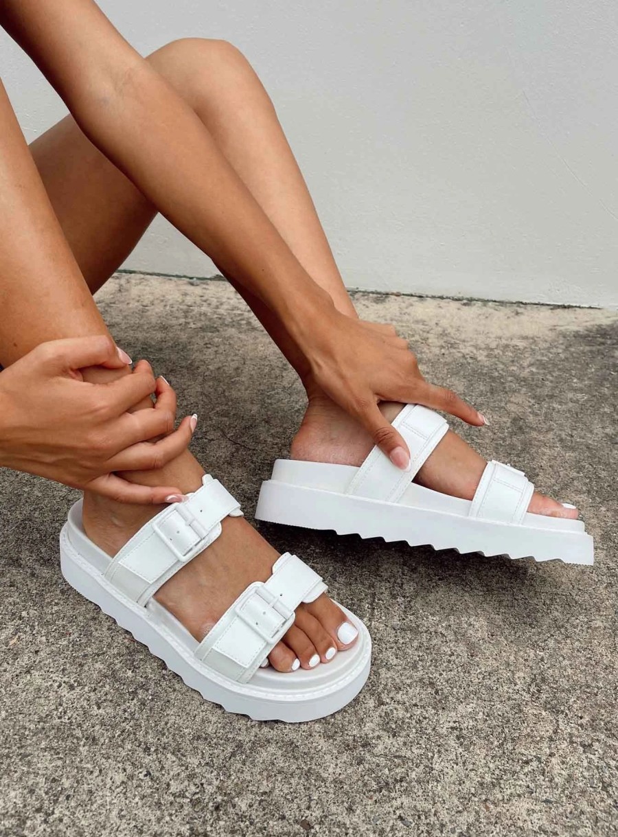 Shoes * | Princess Polly Lower Impact Ma Belle Sandals All White