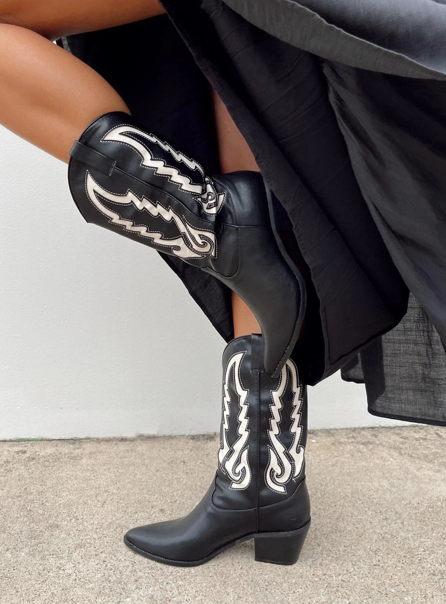 Shoes * | Billini Norva Boots Black / Bone