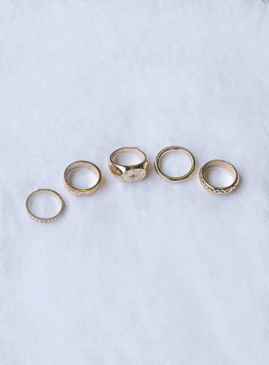 Accessories * | Princess Polly Lower Impact Dever Ring Pack Gold