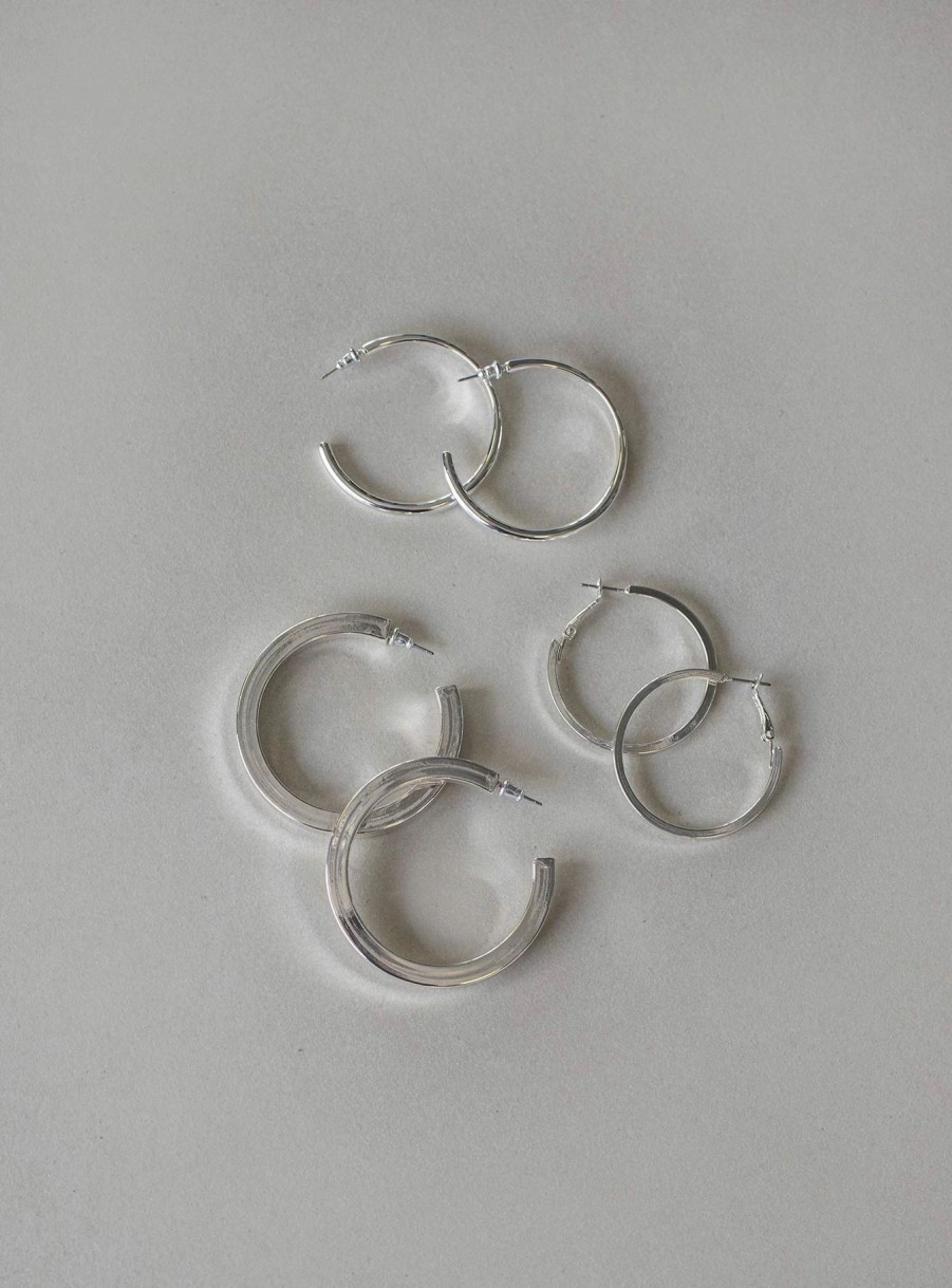 Accessories * | Princess Polly Barclay Hoop Earring Pack Silver