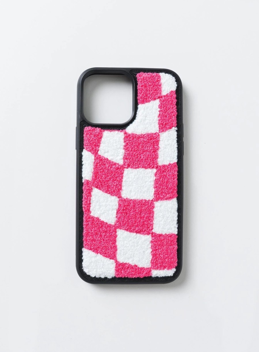 Accessories * | Princess Polly Avenue Check Textured Iphone Case / White Pink