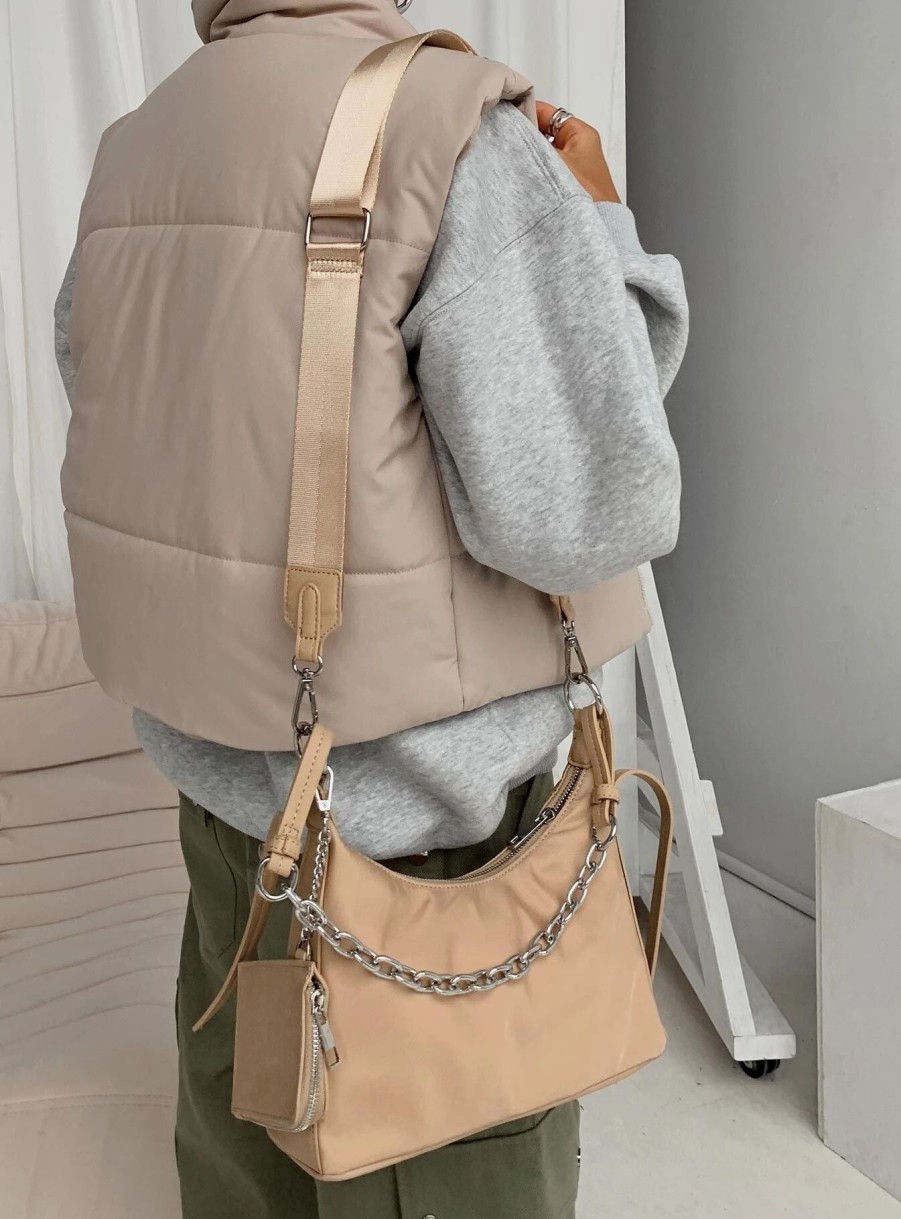 Accessories * | Princess Polly Pepa Nylon Crossbody Bag Beige