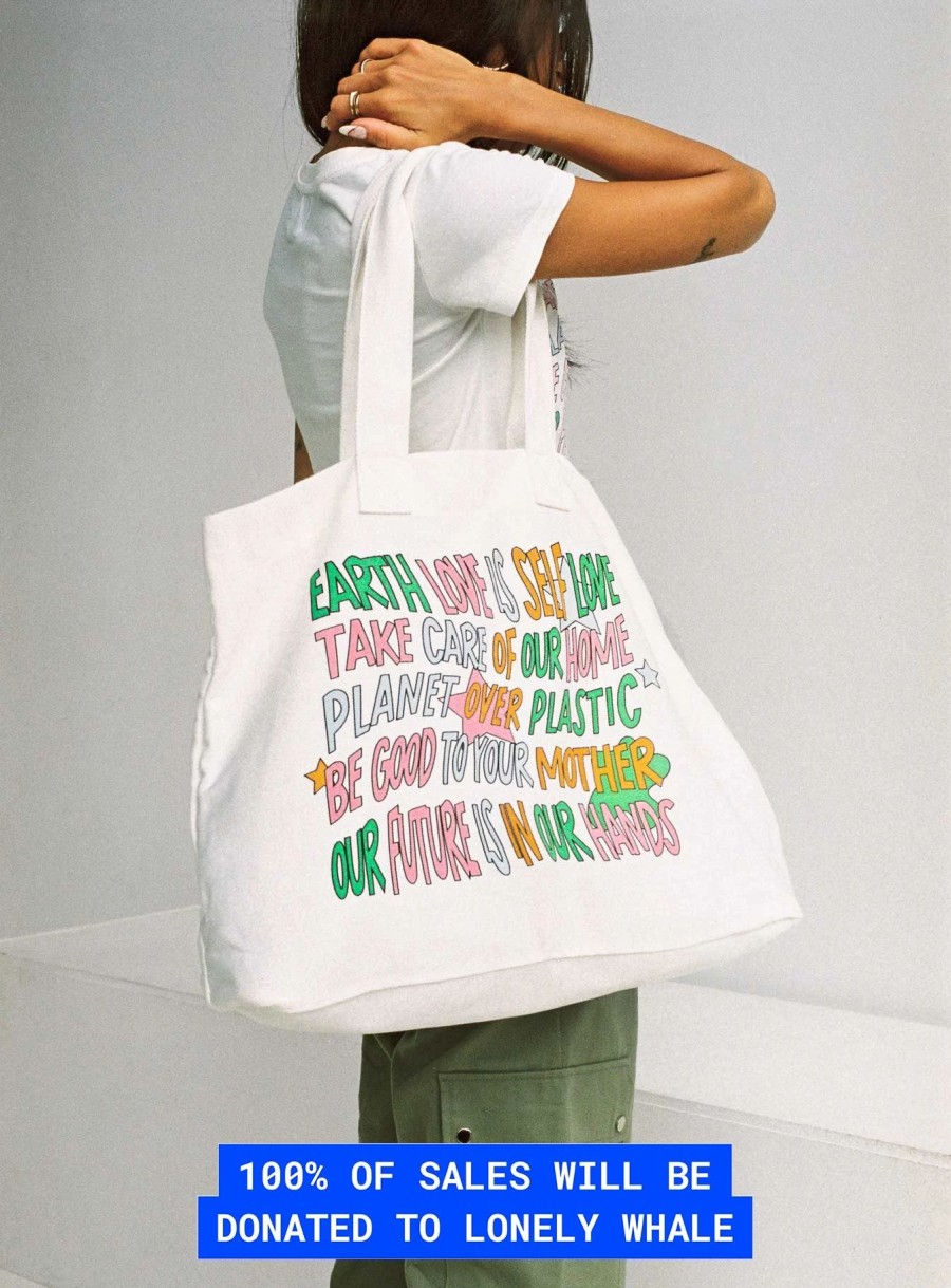 Accessories * | Princess Polly X Lonely Whale Be Kind Charity Tote / Multi White