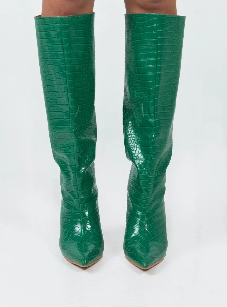 Shoes * | Princess Polly Yorke Knee High Boots Green