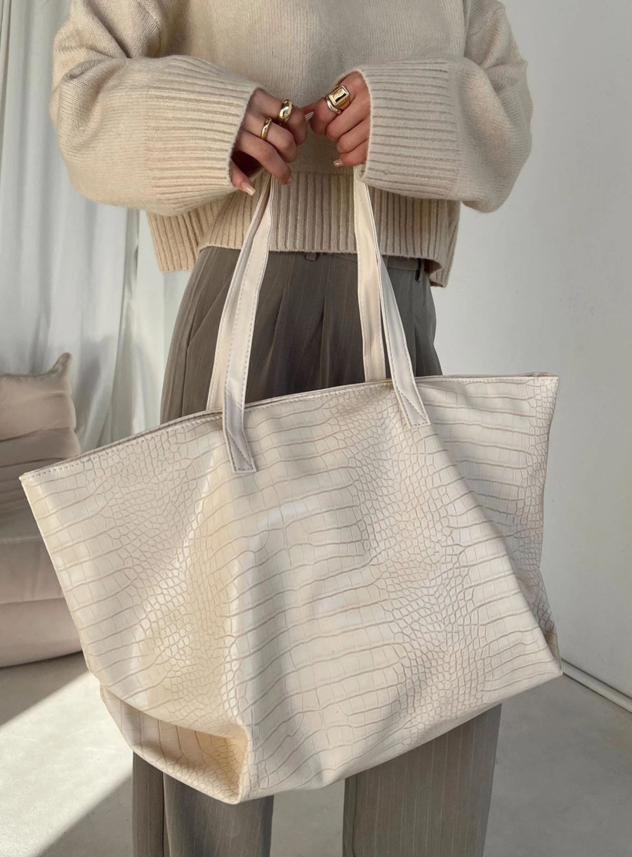 Accessories * | Princess Polly Lanham Pu Tote Cream