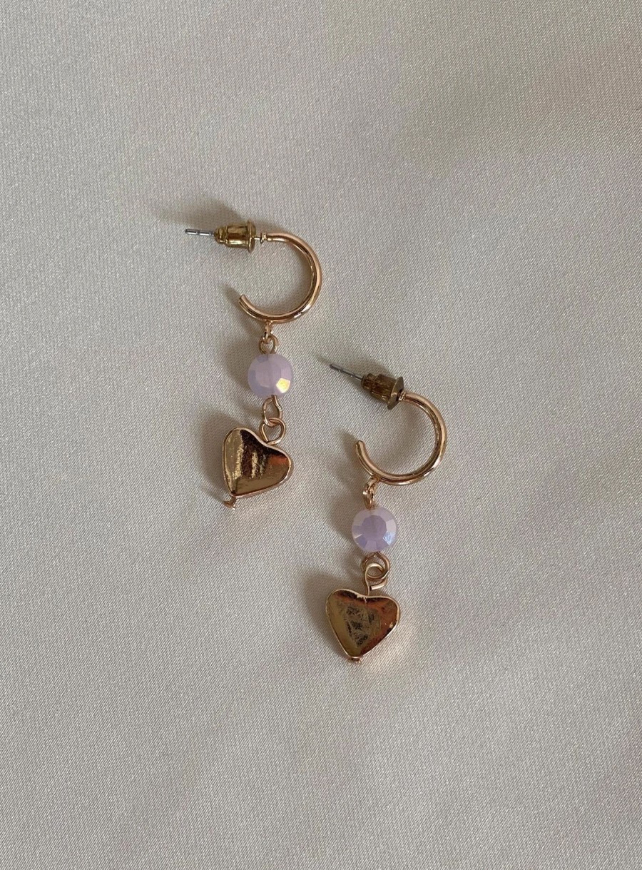 Accessories * | Princess Polly Lower Impact Deema Heart Drop Earrings Gold