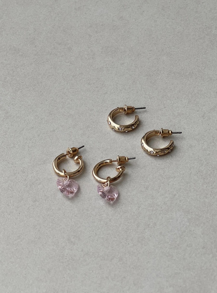 Accessories * | Princess Polly Lower Impact Bircher Earring Pack Gold