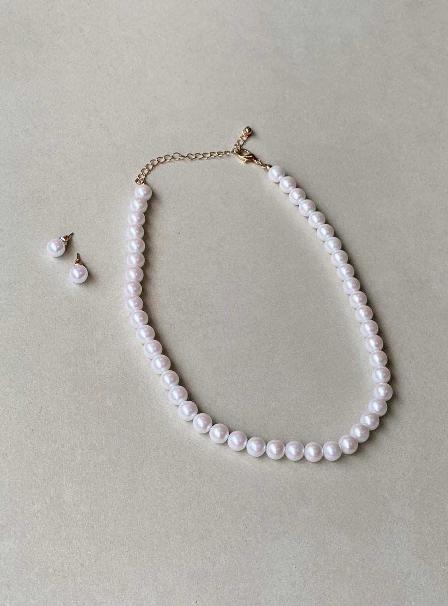 Accessories * | Princess Polly Lindaura Necklace & Earring Pack Pearl