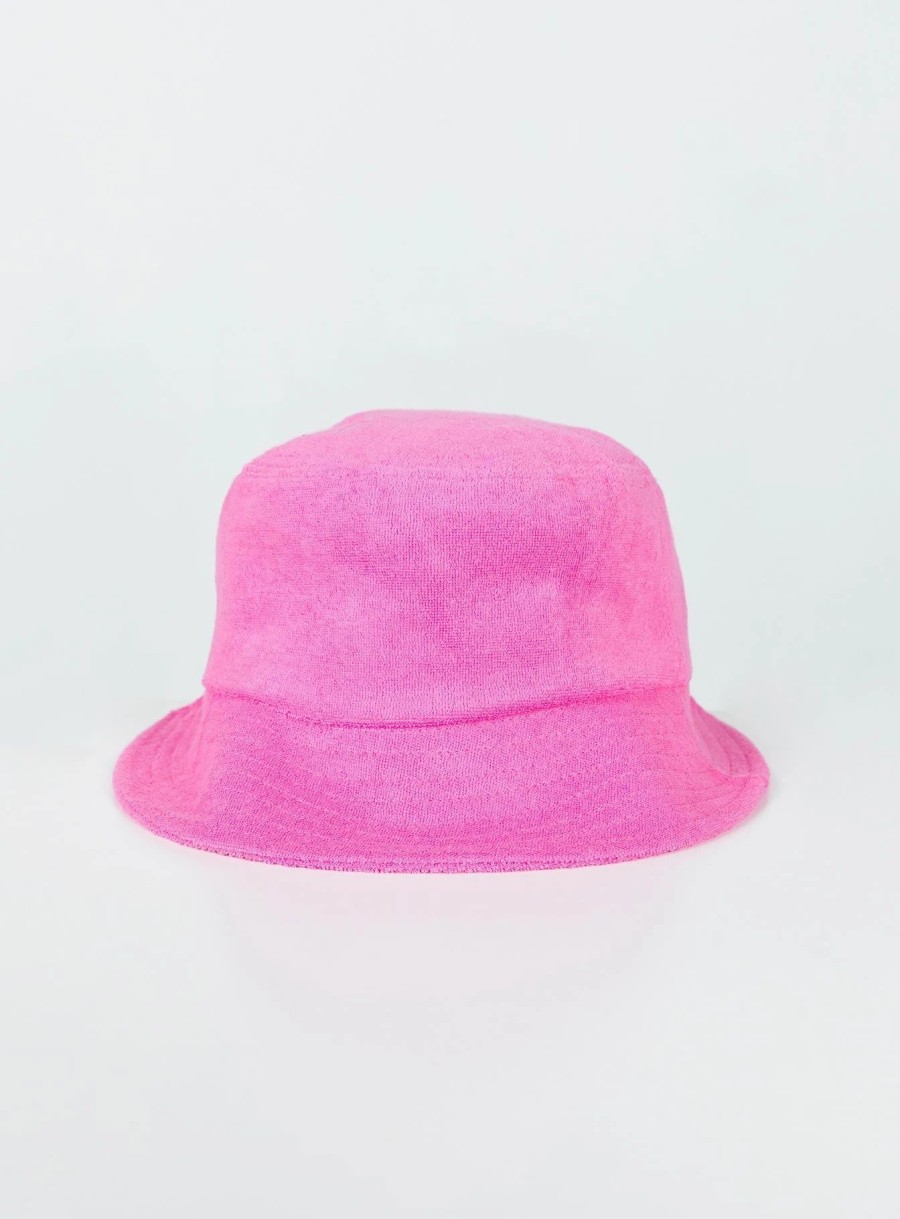 Accessories * | Princess Polly Summer Salt Terry Bucket Hat Hot Pink