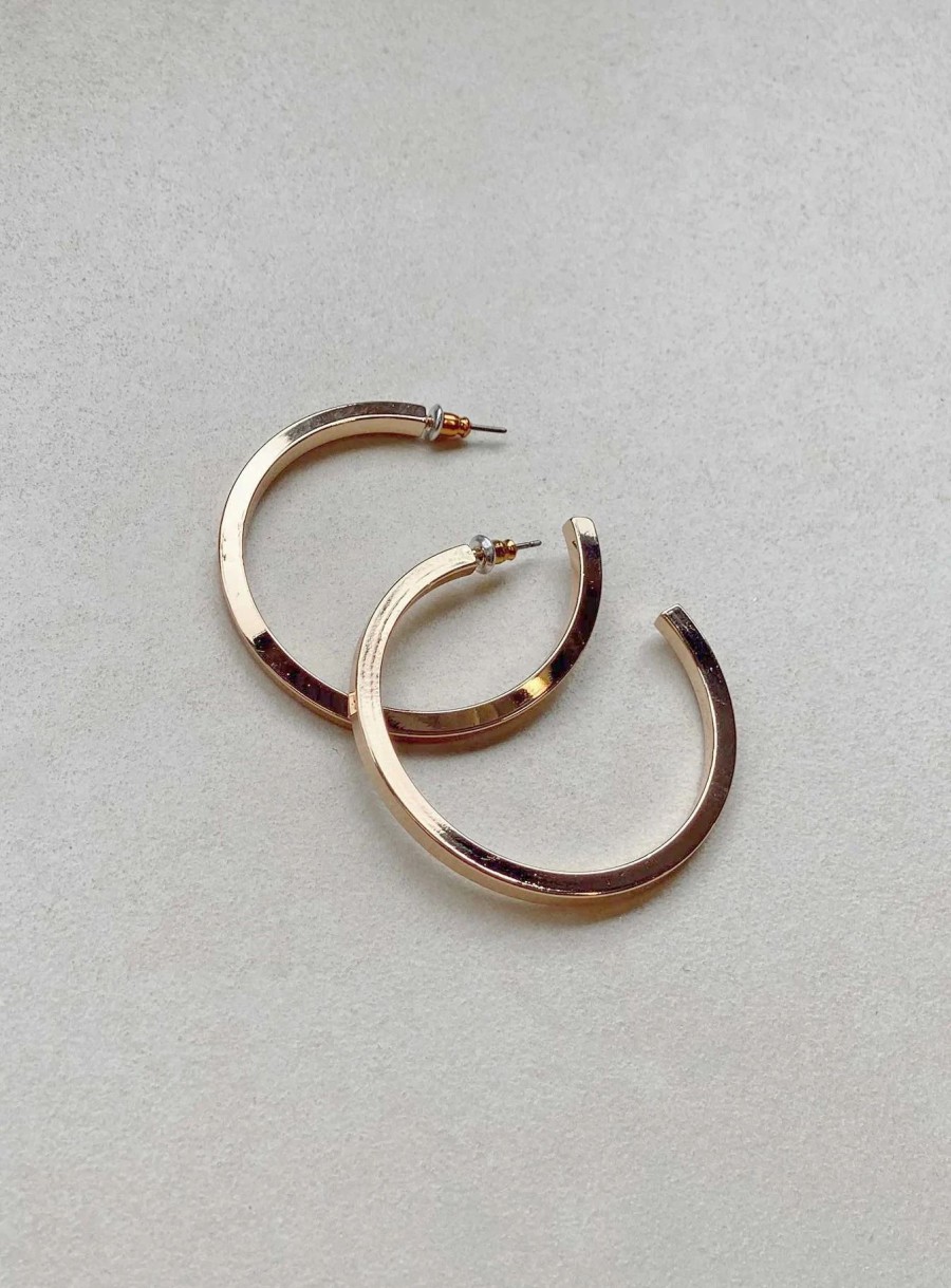 Accessories * | Princess Polly Flow Hoop Earrings Gold