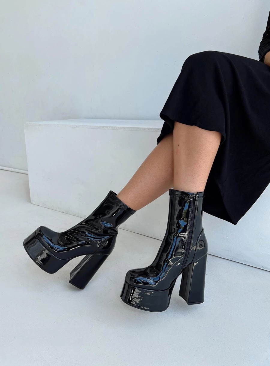 Shoes * | Princess Polly Libby Platform Boots Black