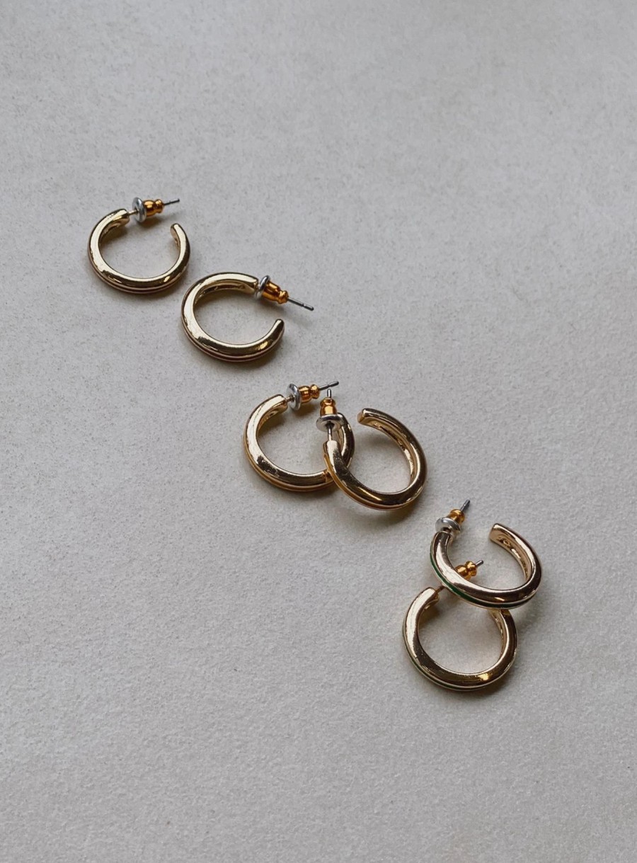 Accessories * | Princess Polly Lower Impact Bartlett Earring Pack Gold