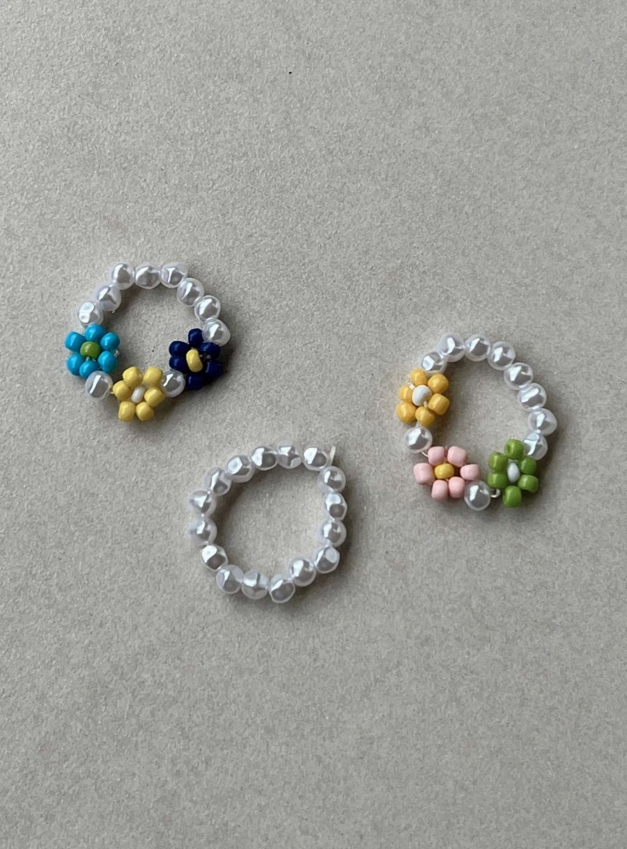 Accessories * | Princess Polly Lower Impact Linsley Beaded Ring Pack Multi