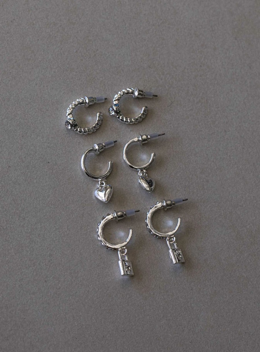 Accessories * | Princess Polly Lower Impact Breasley Earring Pack Silver