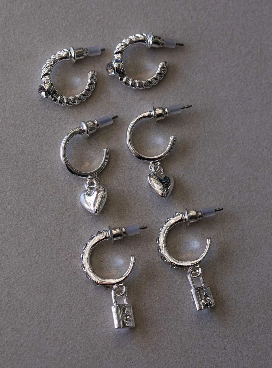 Accessories * | Princess Polly Lower Impact Breasley Earring Pack Silver