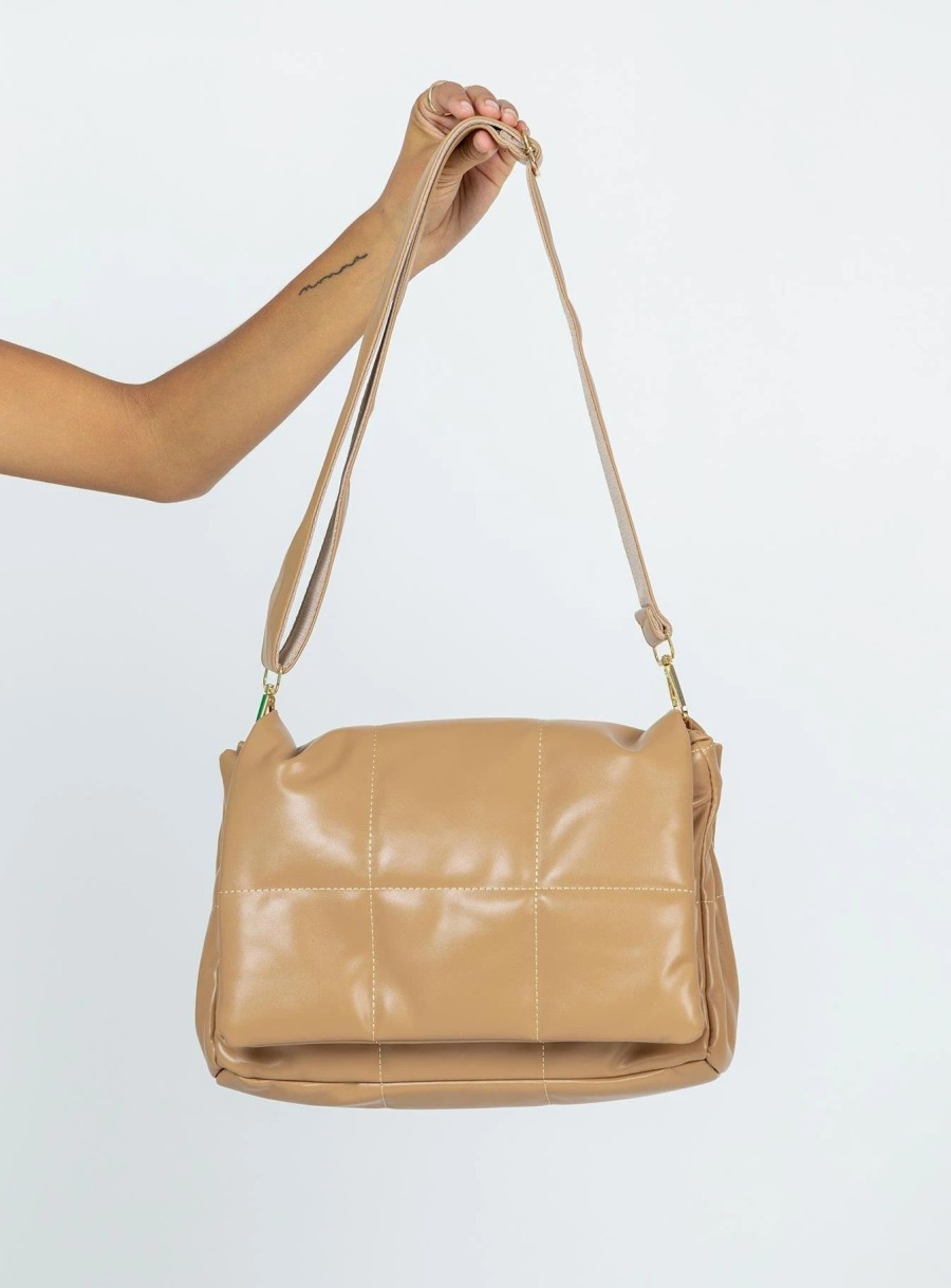 Accessories * | Princess Polly Fernanda Quilted Shoulder Bag Tan