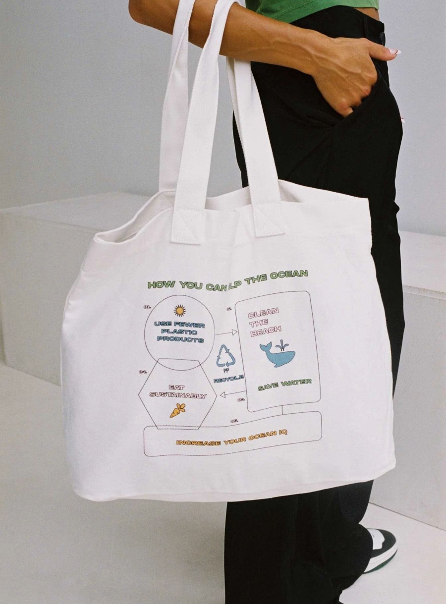 Accessories * | Princess Polly X Lonely Whale Protect Charity Tote / Multi White