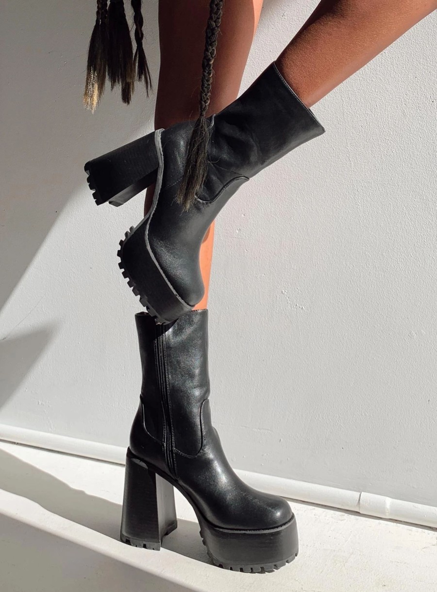 Shoes * | Princess Polly Garbo Boots Black