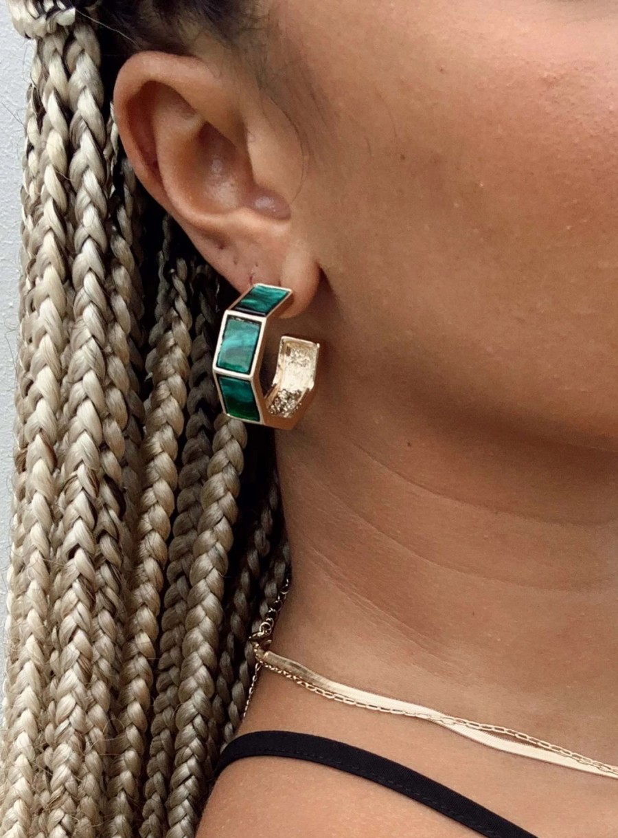 Accessories * | Princess Polly Horgan Earrings / Green Gold