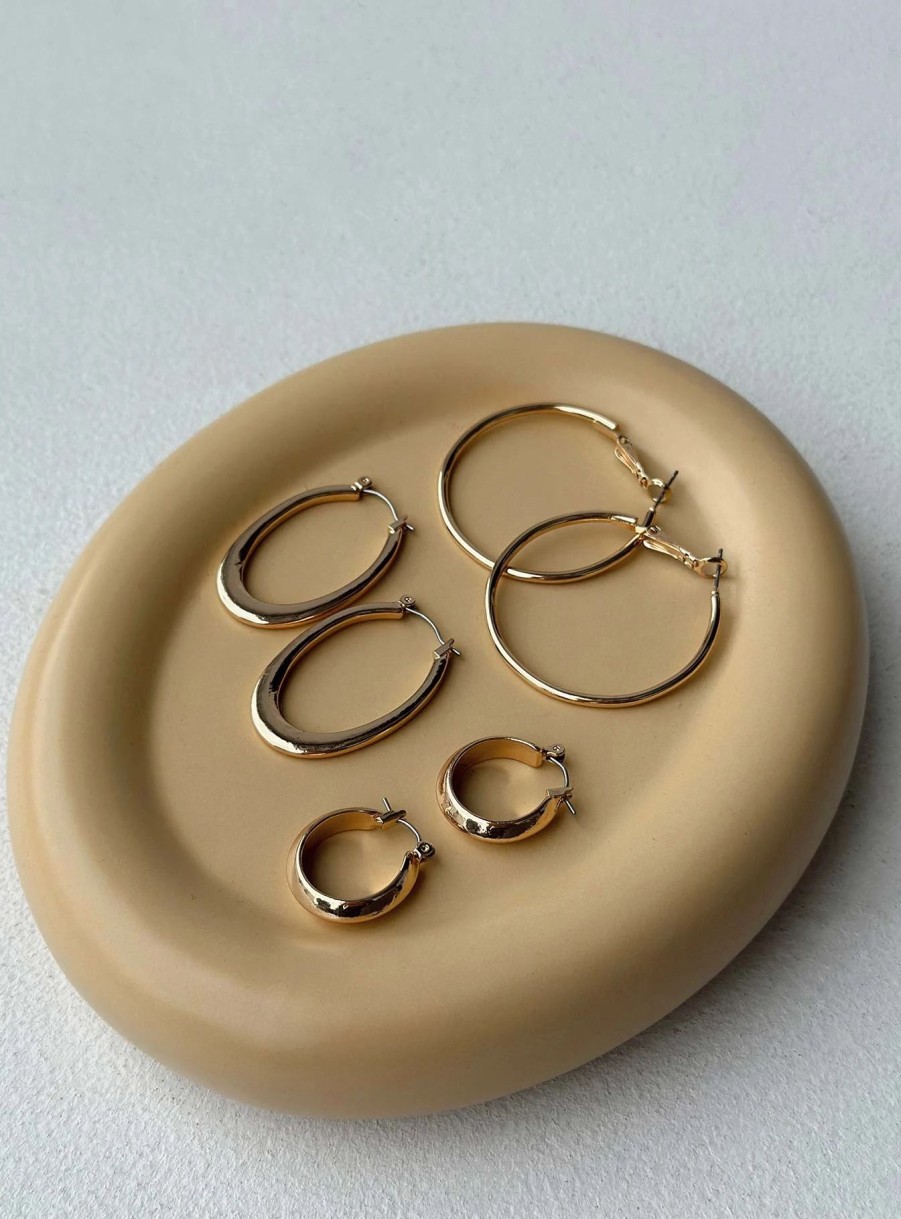 Accessories * | Princess Polly Lower Impact Coombes Hoop Earring Pack Gold