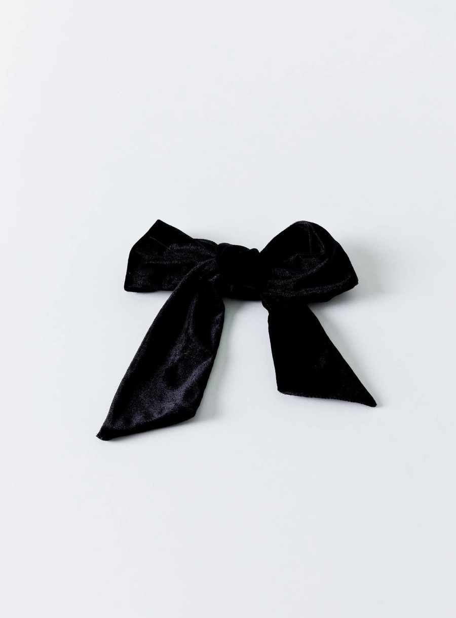 Accessories * | Princess Polly Dover Velvet Bow Hair Clip Black