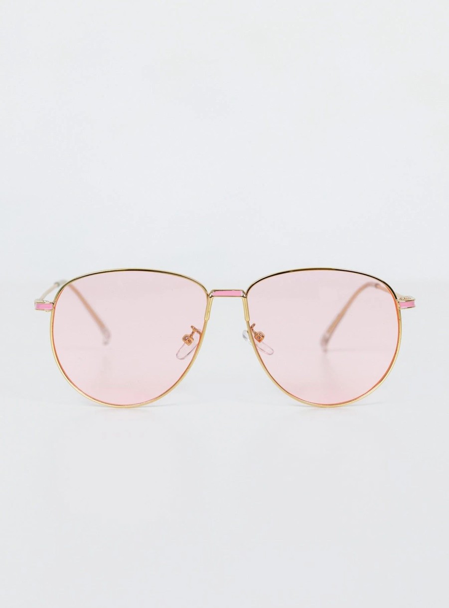 Accessories * | Princess Polly Mai Aviator Sunglasses Dark Pink