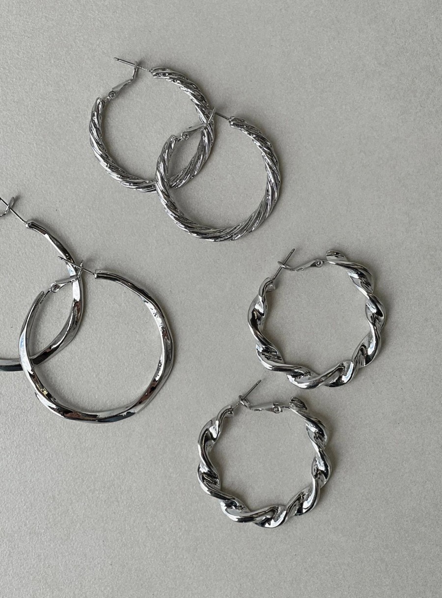 Accessories * | Princess Polly So Excited Hoop Pack Silver