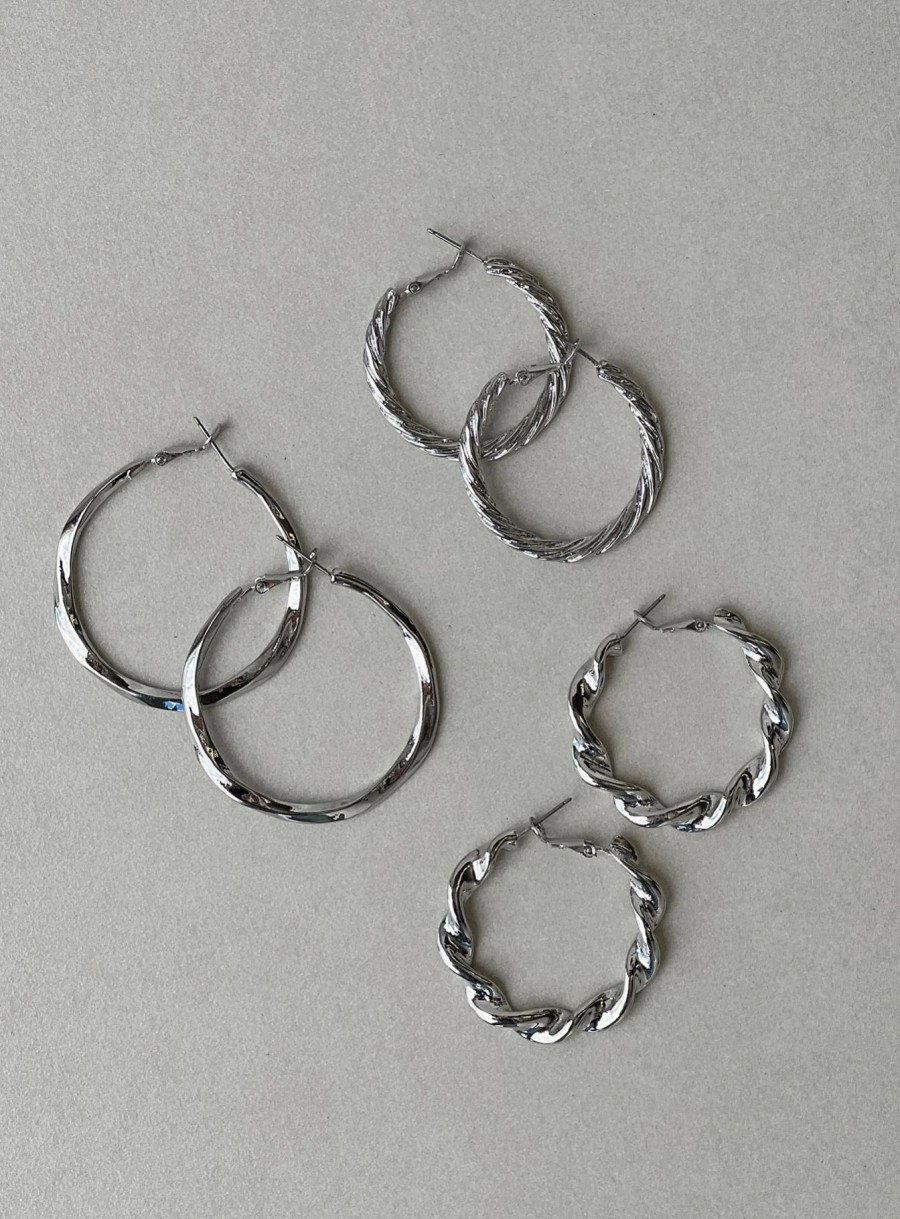 Accessories * | Princess Polly So Excited Hoop Pack Silver