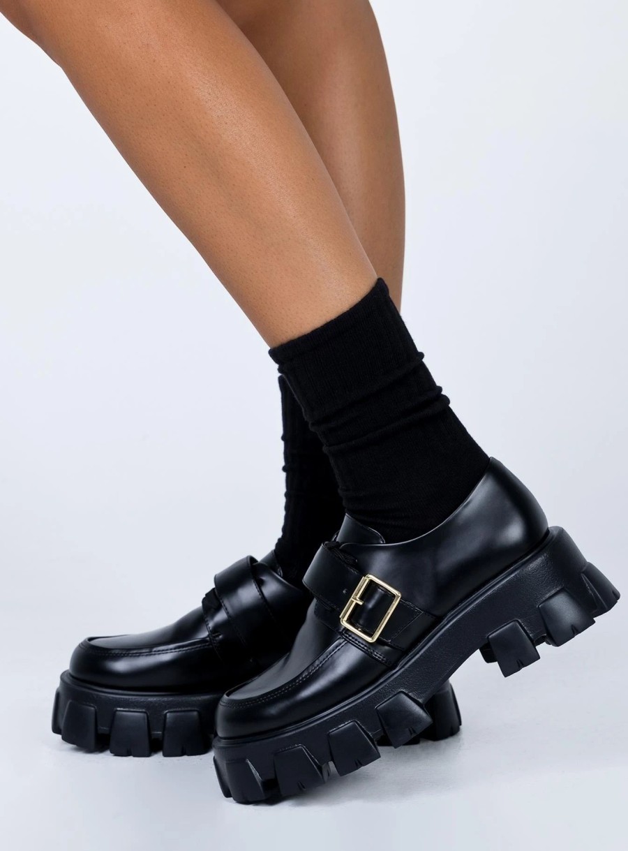 Shoes * | Princess Polly Leona Buckle Shoe Black