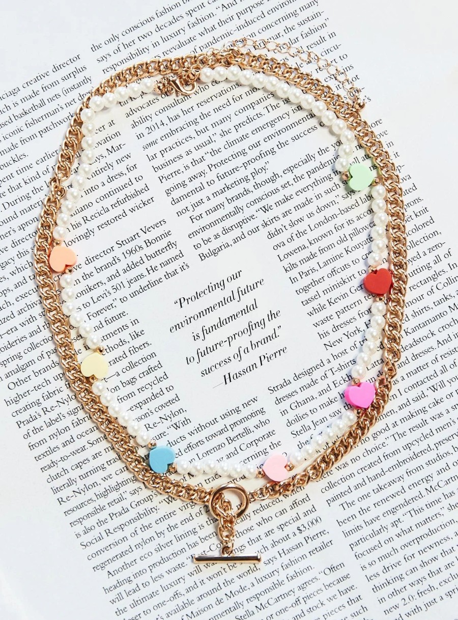 Accessories * | Princess Polly Love Note Necklace Gold / Multi