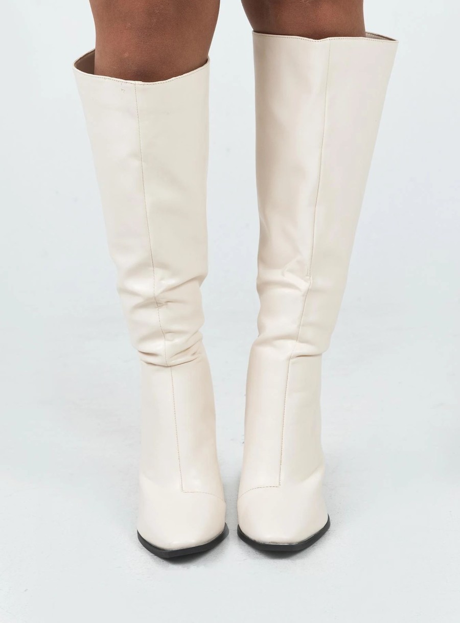 Shoes * | Princess Polly Keeley Boots Vanilla Cream