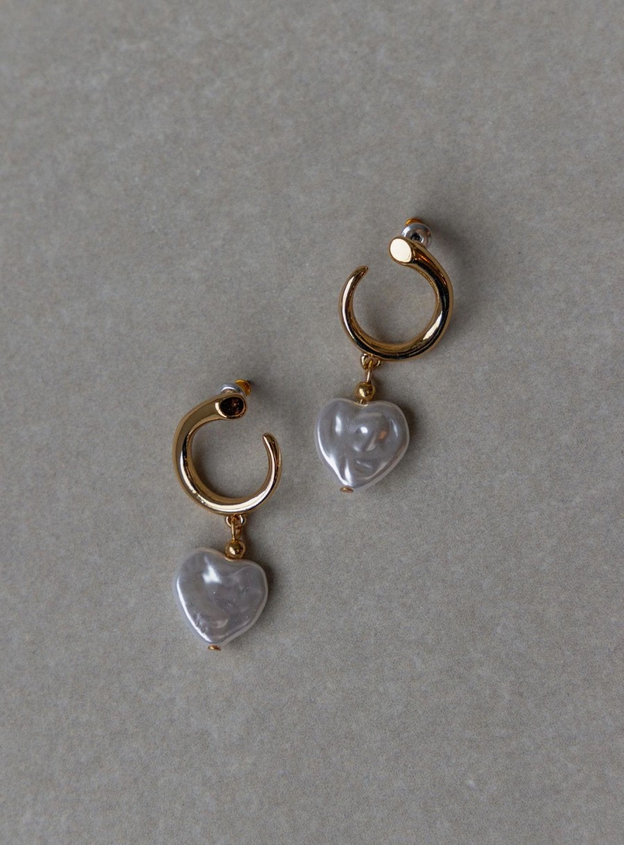 Accessories * | Princess Polly Ravi Heart Earrings / White Gold