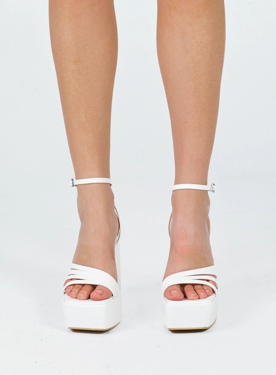 Shoes * | Princess Polly Lower Impact Bardem Platform Heels White